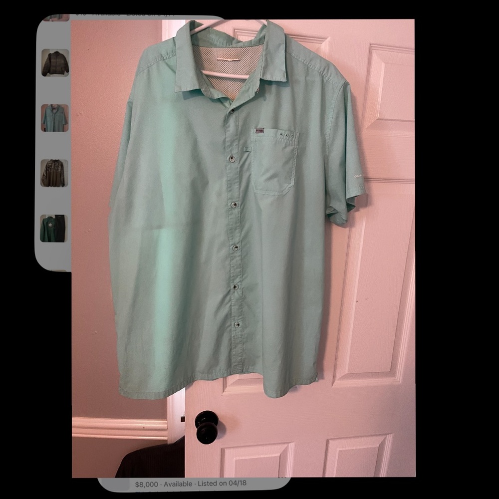 Men's Green Short Sleeve Fishing Shirt Columbia XL
